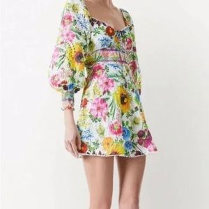 NWT Alice + Olivia size 0 floral minidress, party dress in sun-day stroll multi